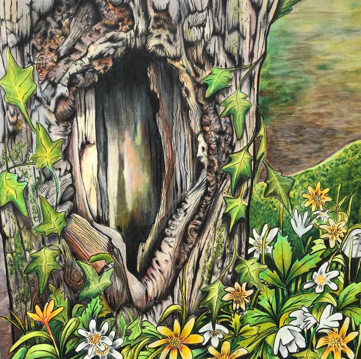Illustrative Painting , The Woodland Awakening By Karen Elaine Evans, 10 X 10, Artwork For Sale On Artfinder