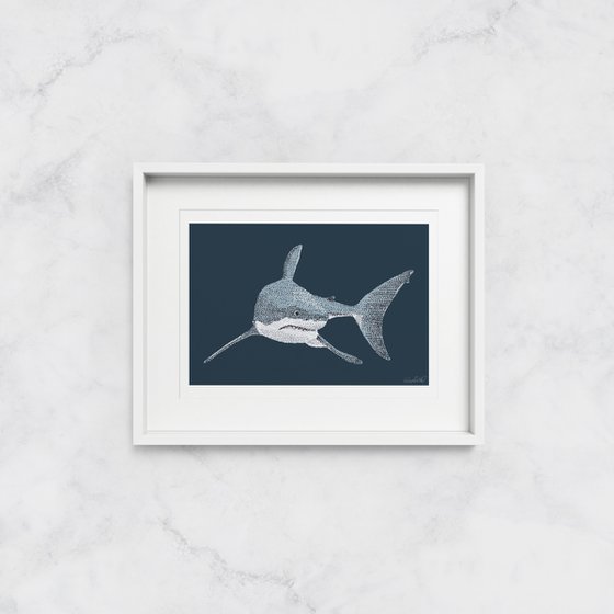 Great White Shark - Stippling Illustration