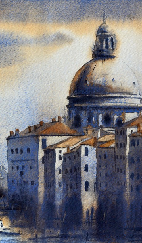 Warm colors of Santa Maria Venice Italy 25x36 cm 2022 by Nenad Kojić watercolorist