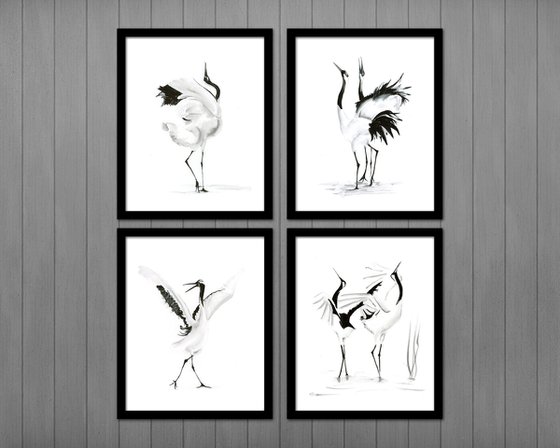 Set of 4 dancing cranes