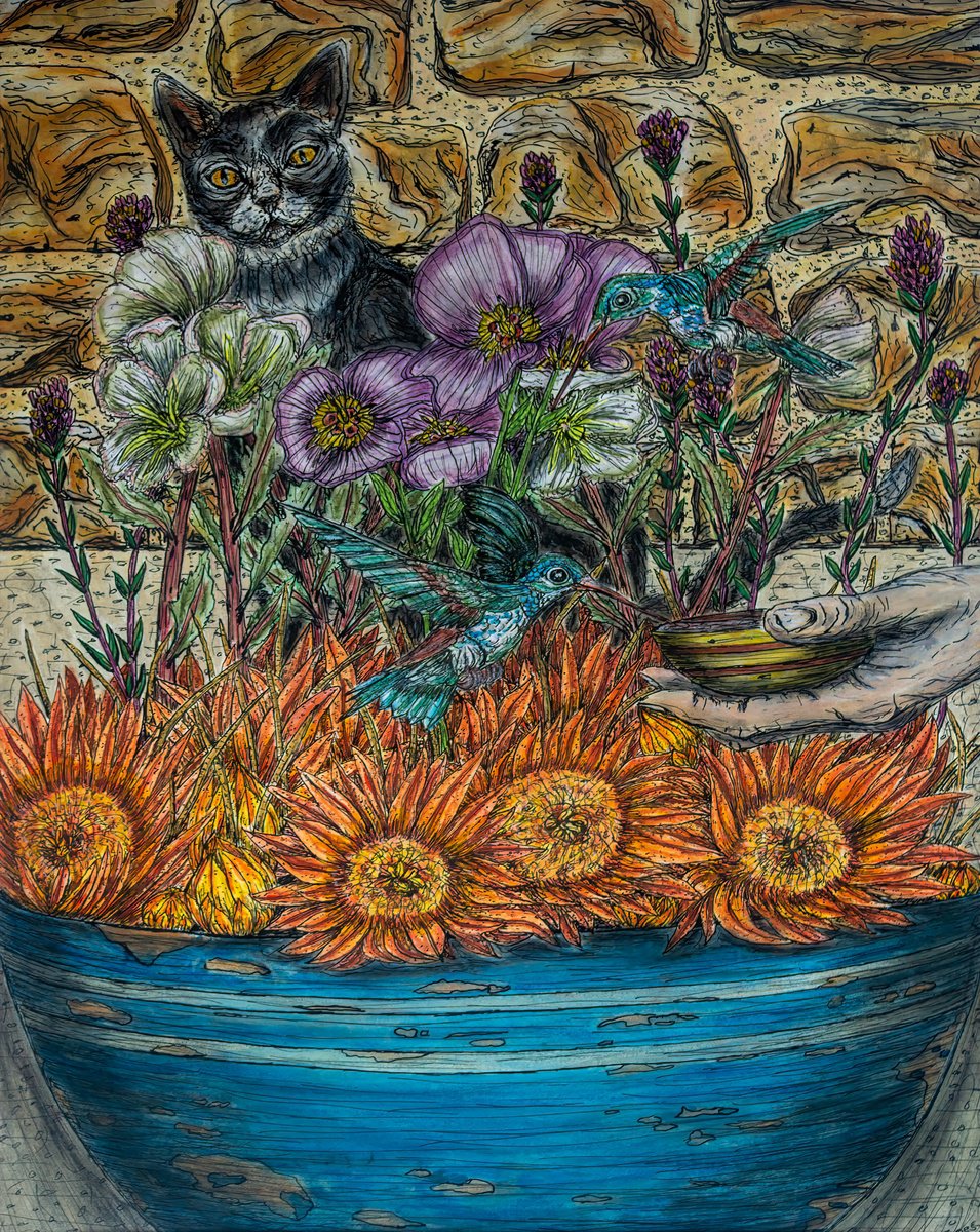 Animal Watercolour By Kim Jones Miller, 16 X 20", A Helping Hand....?, Original Artwork