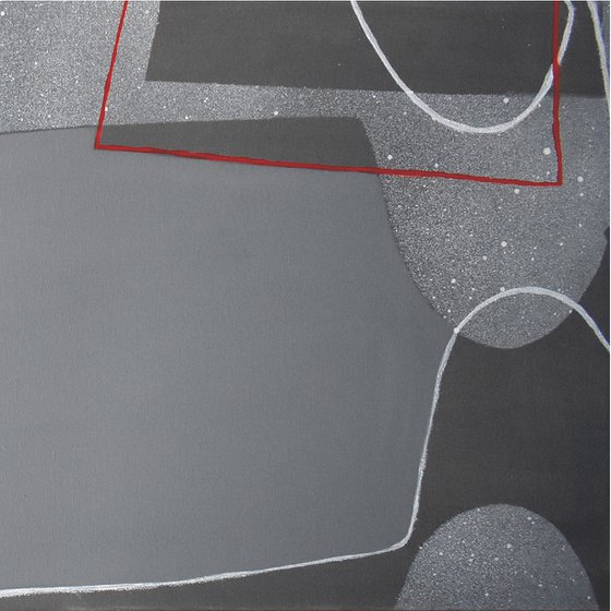 Abstract stillife Dancing Gray Bottles-2, canvas 47x16 inch
