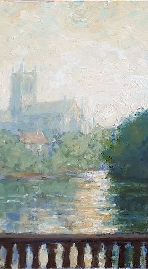 worcester cathedral : misty sunrise by Colin Ross Jack