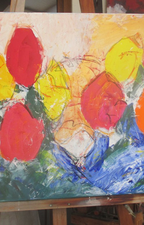 Flowerpower gardendream Mixed Media OilPiainting by Sonja Zeltner-Müller