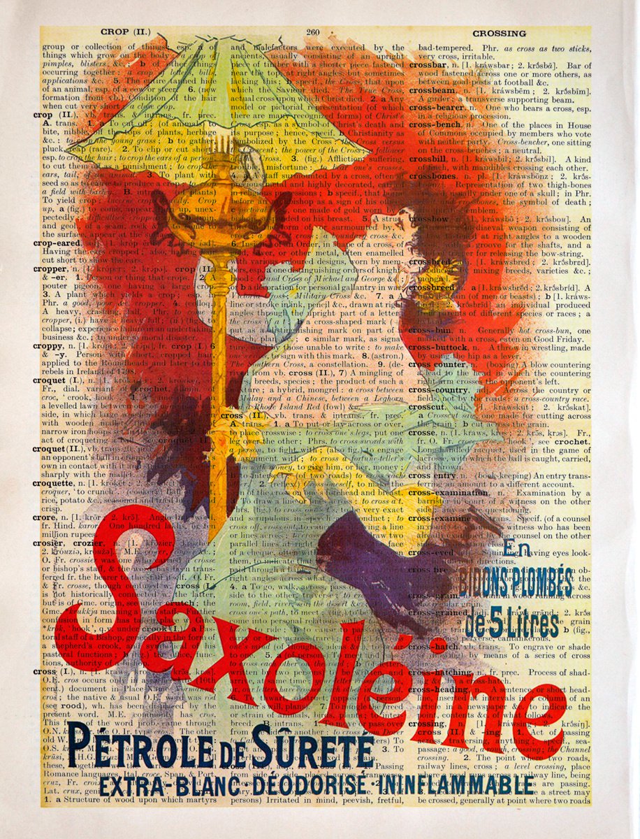 Saxoline, Ptrole de suret - Collage Art Print on Large Real English Dictionary Vintage... by Jakub DK - JAKUB D KRZEWNIAK