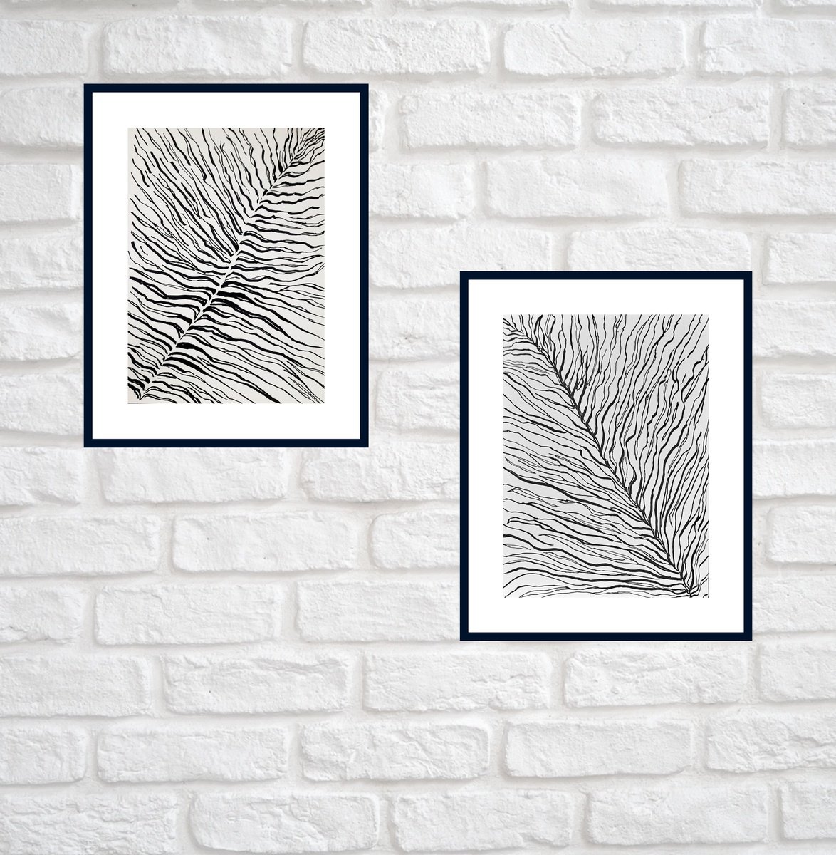 Organic Abstract Ink Drawing By Asha Shenoy, 17 X 12, Set Of Black & White Stripes, Original Artwork