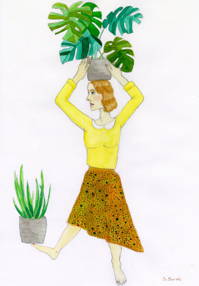 Plant mum with blonde hair by Sharyn Bursic