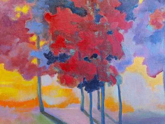 Warm Sunset with Trees.