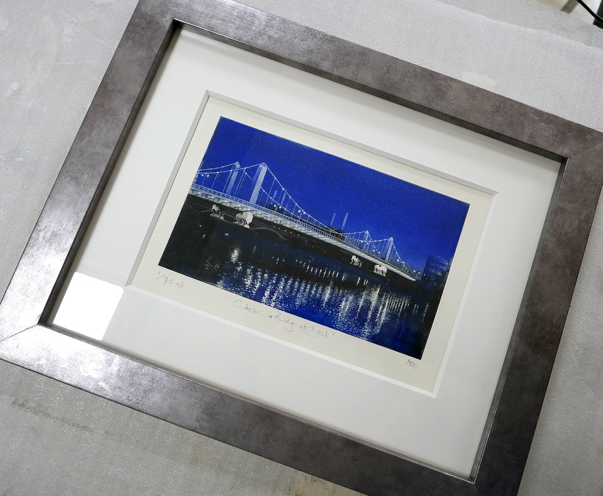 Illustrative Cityscapes Etchings & Engravings By Isabel Hutchison, 14 X 11, Chelsea At Twilight, Original Artwork