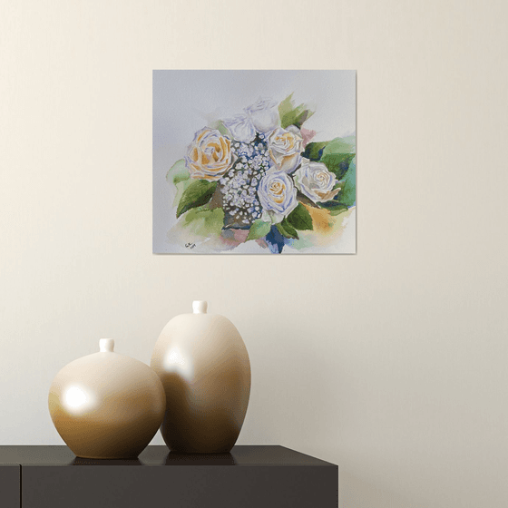White Roses in watercolor