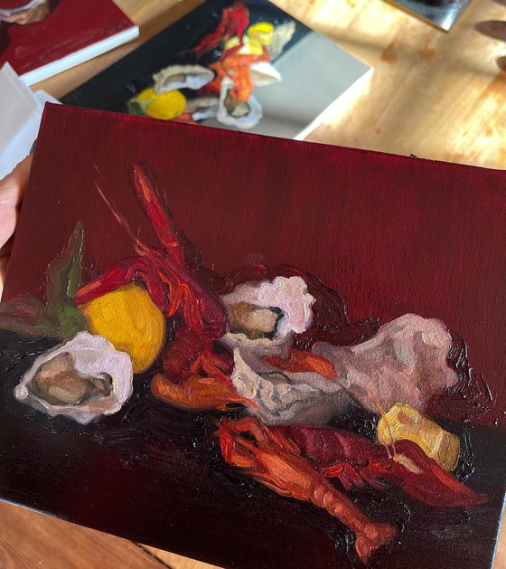 Still Life with crayfish and oysters