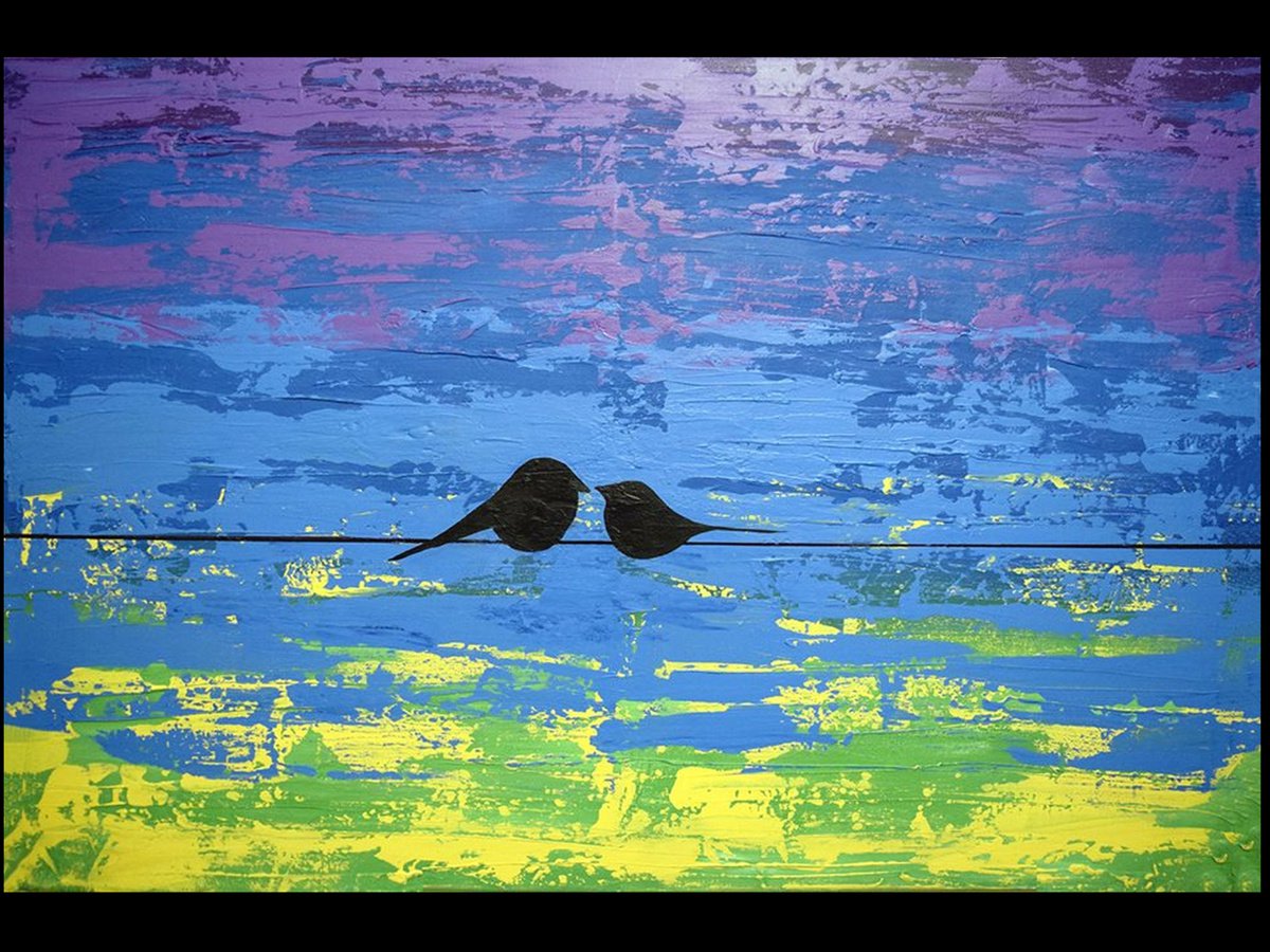 Birds of Colour large wall art bird painting landscape garden, tree of ...