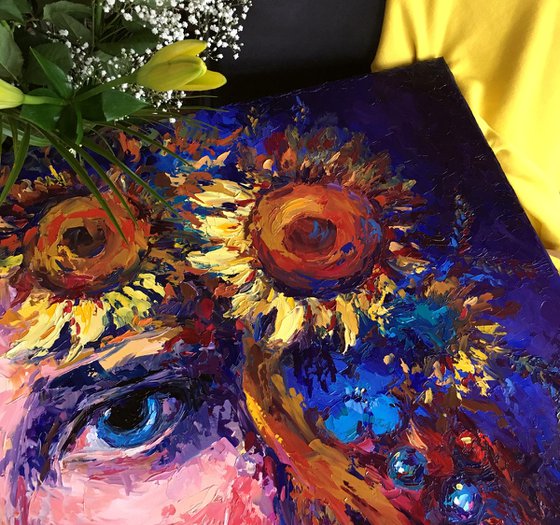 "Girl with sunflowers"