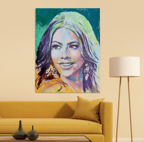 Sofia Vergara Portrait Acrylic on canvas 116x89cm