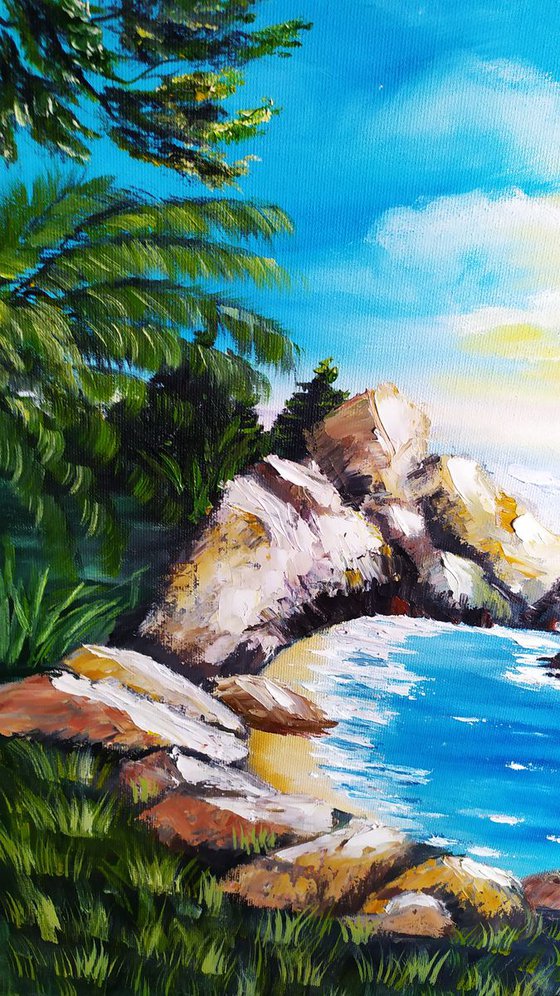 Blue Laguna, original sea painting, gift idea, bedroom art