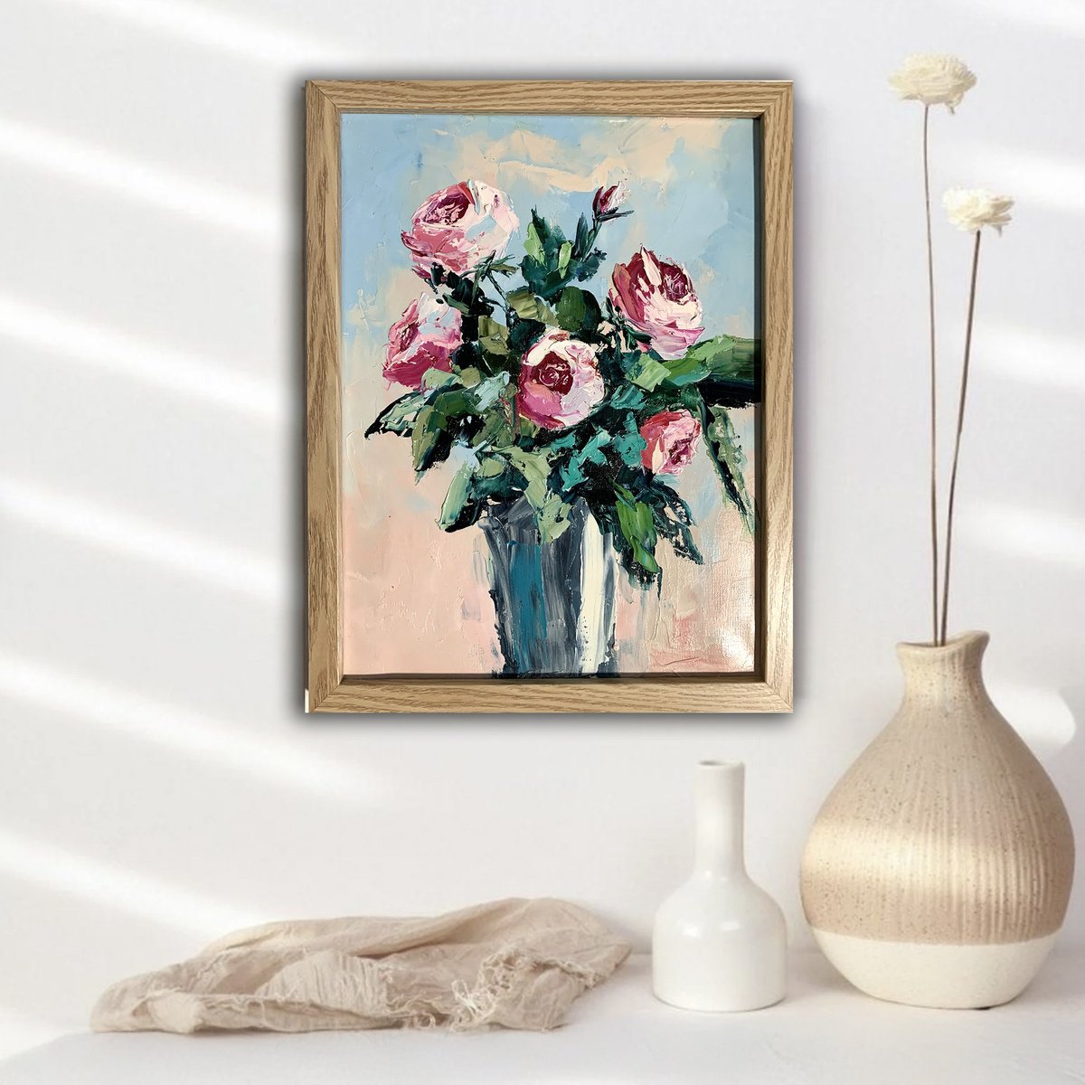 Impressionistic Botanical Oil Painting By Vita Schagen, 13 X 17", Peony., Original Artwork