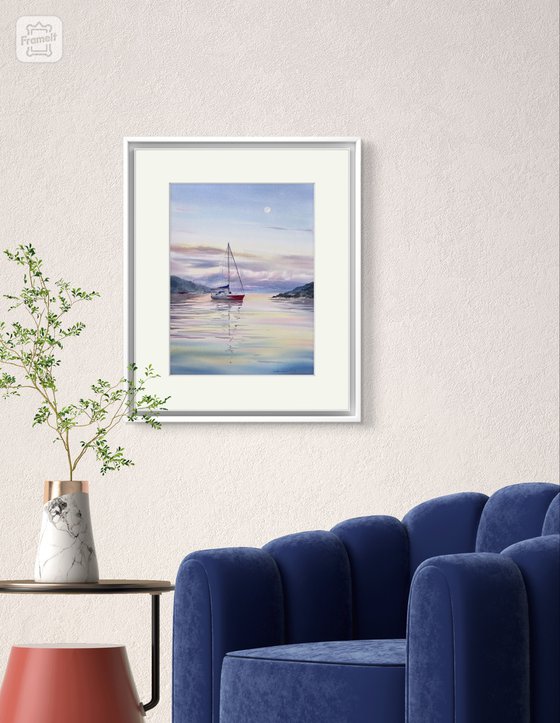 Yacht and Pink Dawn