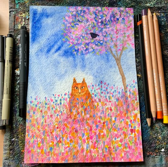 Cherry Tree and the Cat