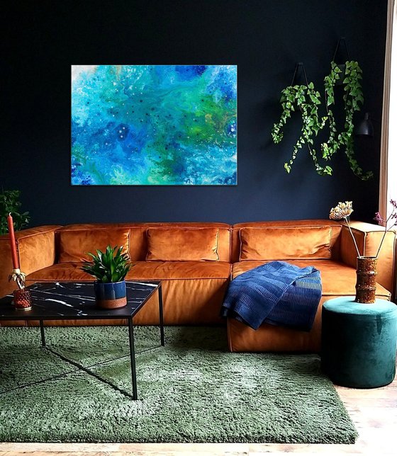 "Green Symphony"original abstract painting, office art, home decor, gift idea, modern art.