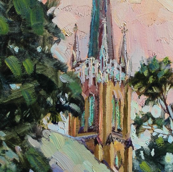 July evening. Church. Painting