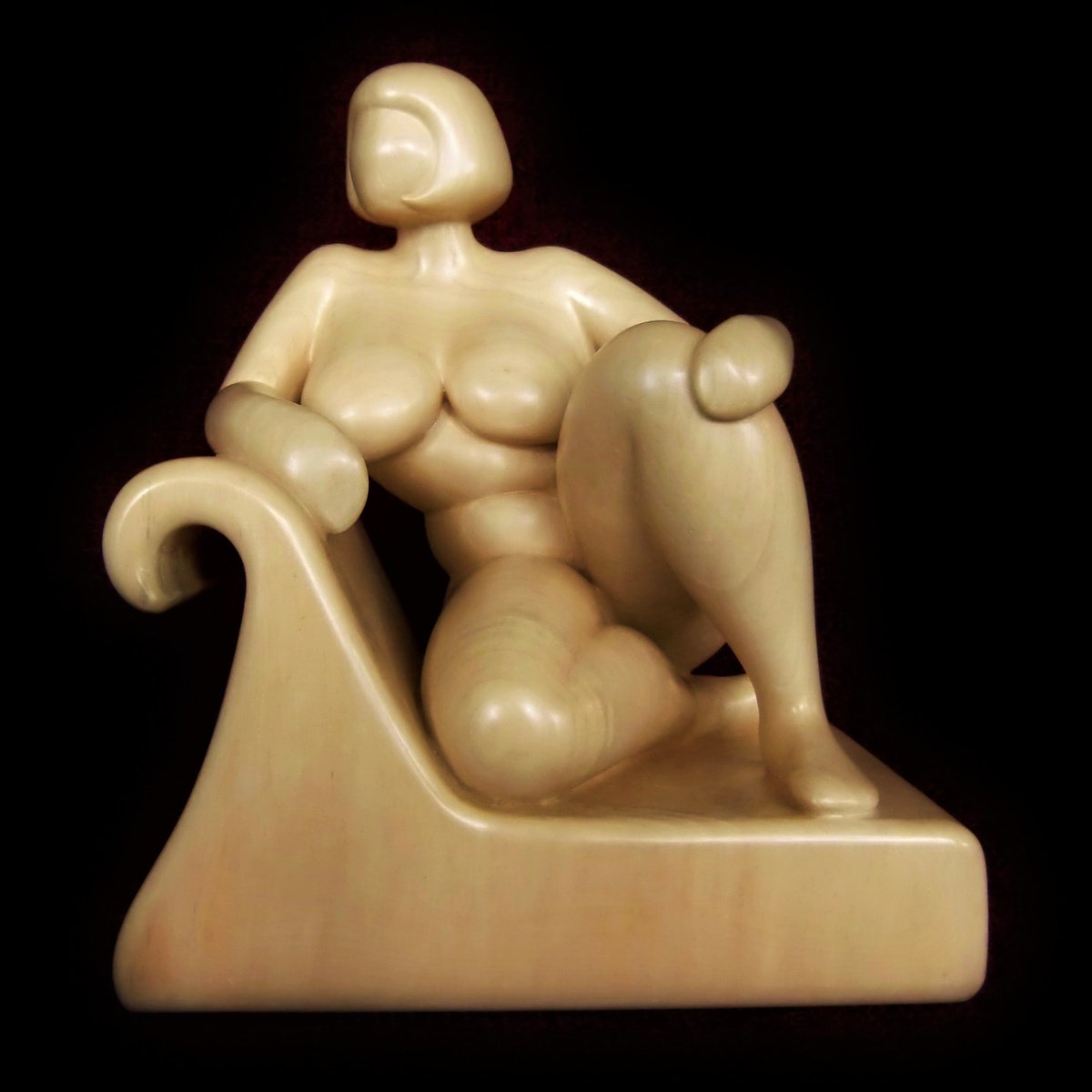 Nude woman wood sculpture SCRUMPTIOS by Jakob Wainshtein
