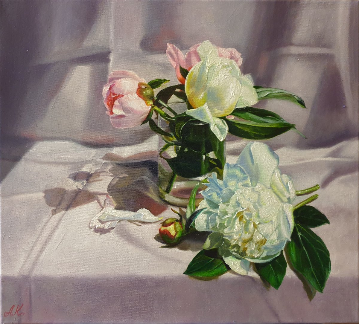 In gray-pink tones. peonies flower 2021 by Anna Kotelnik