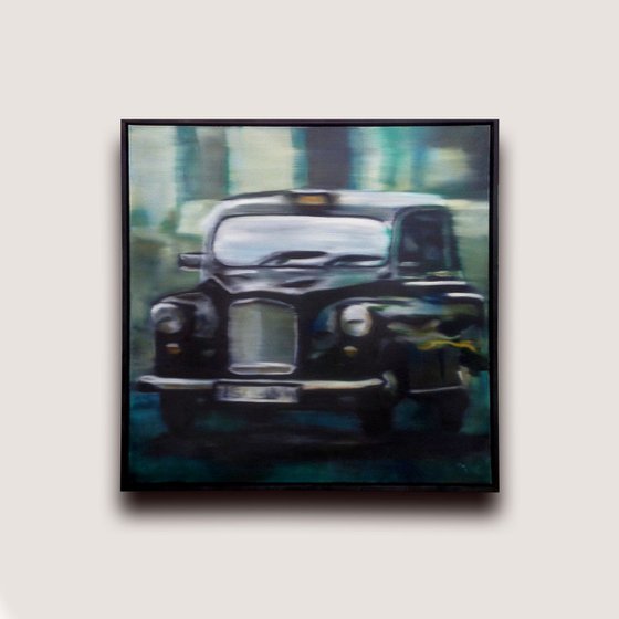 Taxi - Blurred Photographic Oil Painting