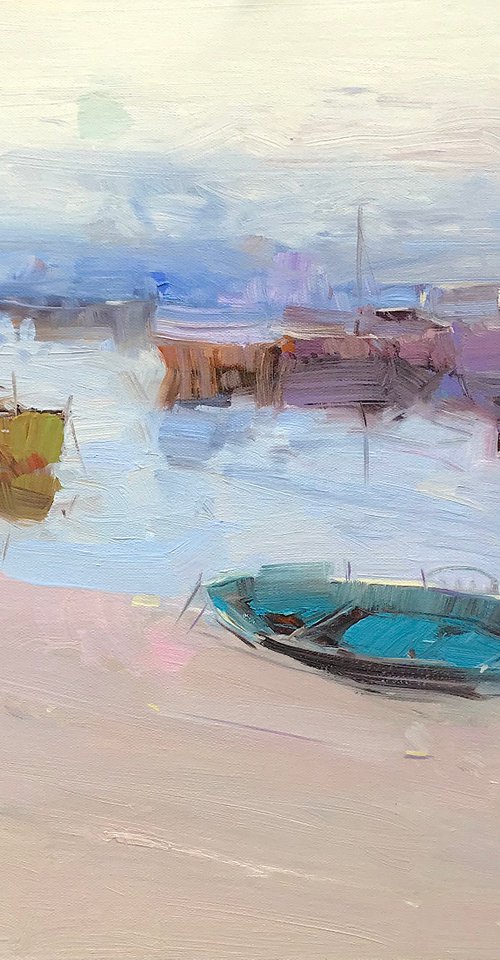 Harbor View, Original oil painting, Handmade artwork, One of a kind by Vahe Yeremyan