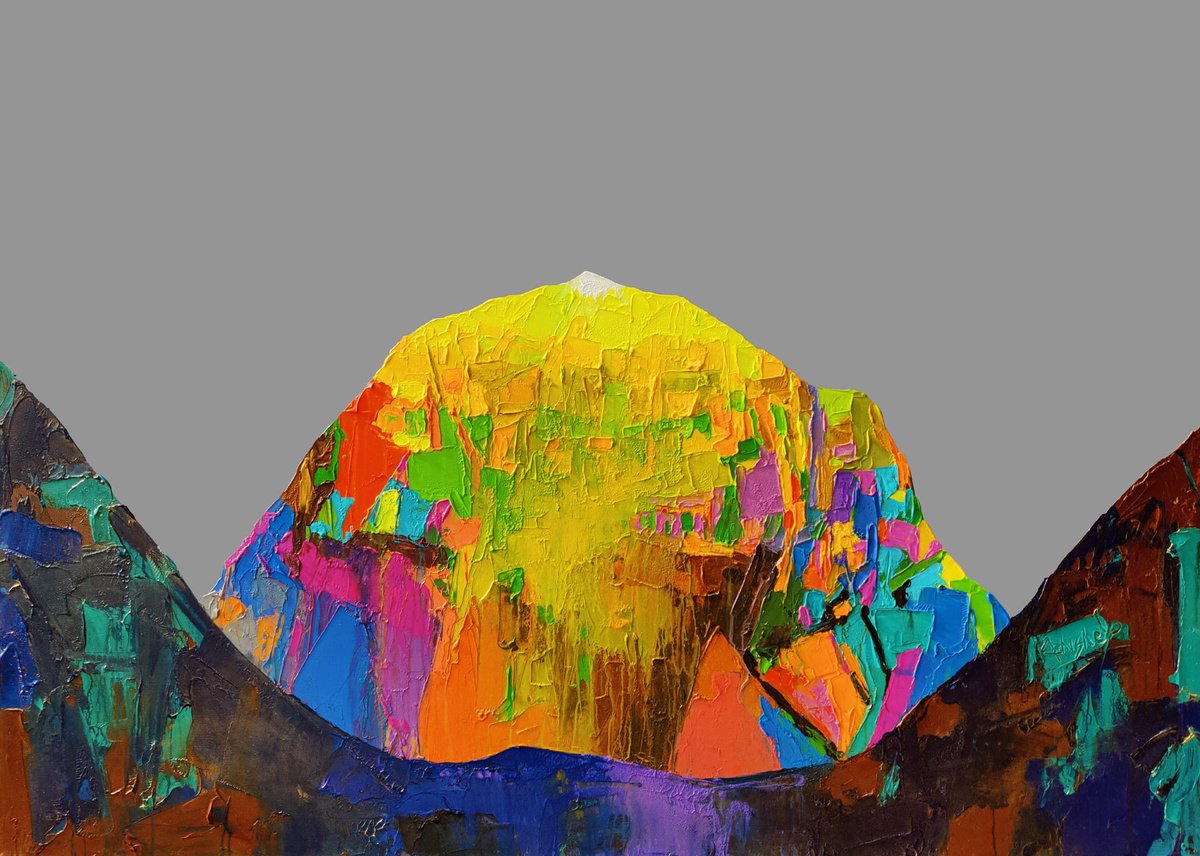 Impressionistic Landscape Acrylic Painting By Abhishek Kumar, 66 X 48, Kailash Reverie, Original Artwork