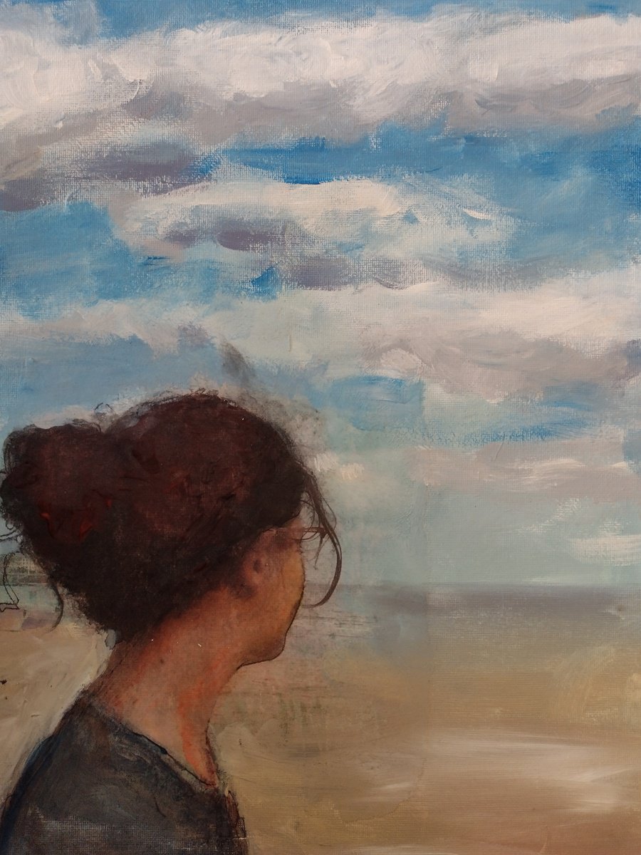 Impressionistic Portrait Collage By Marina Del Pozo, 12 X 16", Portrait 15, Original Artwork