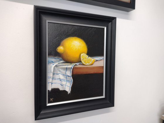 Lemon on cloth still life