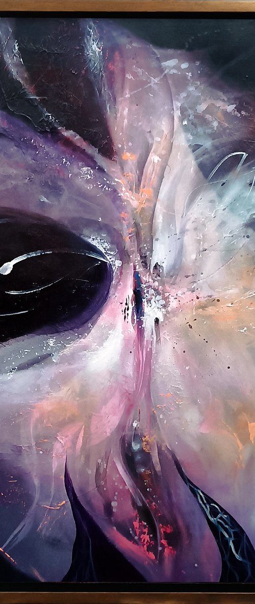 Beautiful framed large painting cherry blossom flying in the night master O Kloska by Kloska Ovidiu