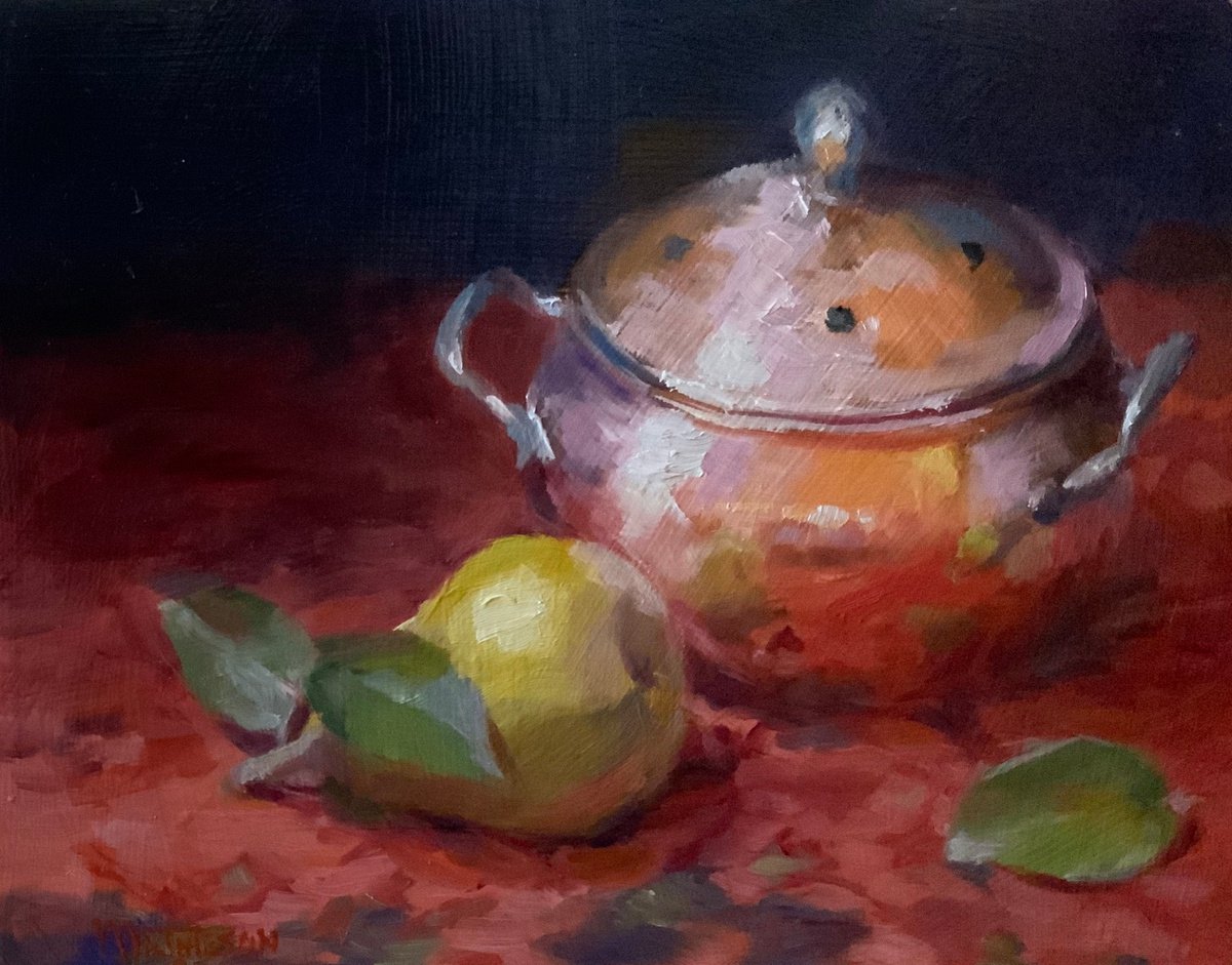Copper Pot and Pear by Cheryl Mathieson