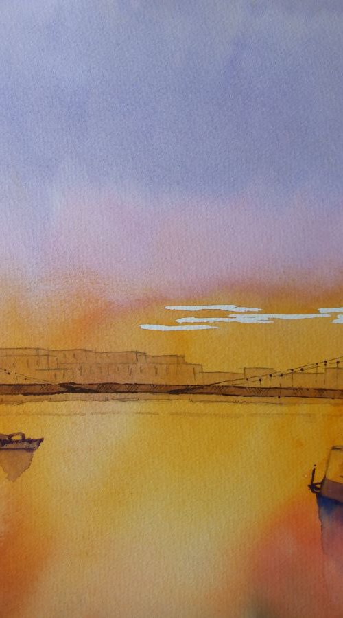 Hammersmith Bridge at Sunset by David Harmer