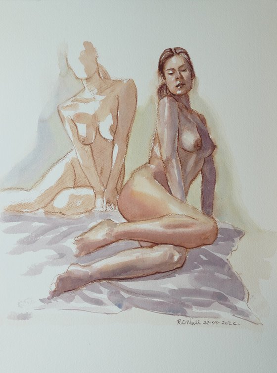Seated female nude 2 poses