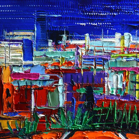 BARCELONA IMPRESSION 30x30cm Original Impasto Palette Knife Oil Painting