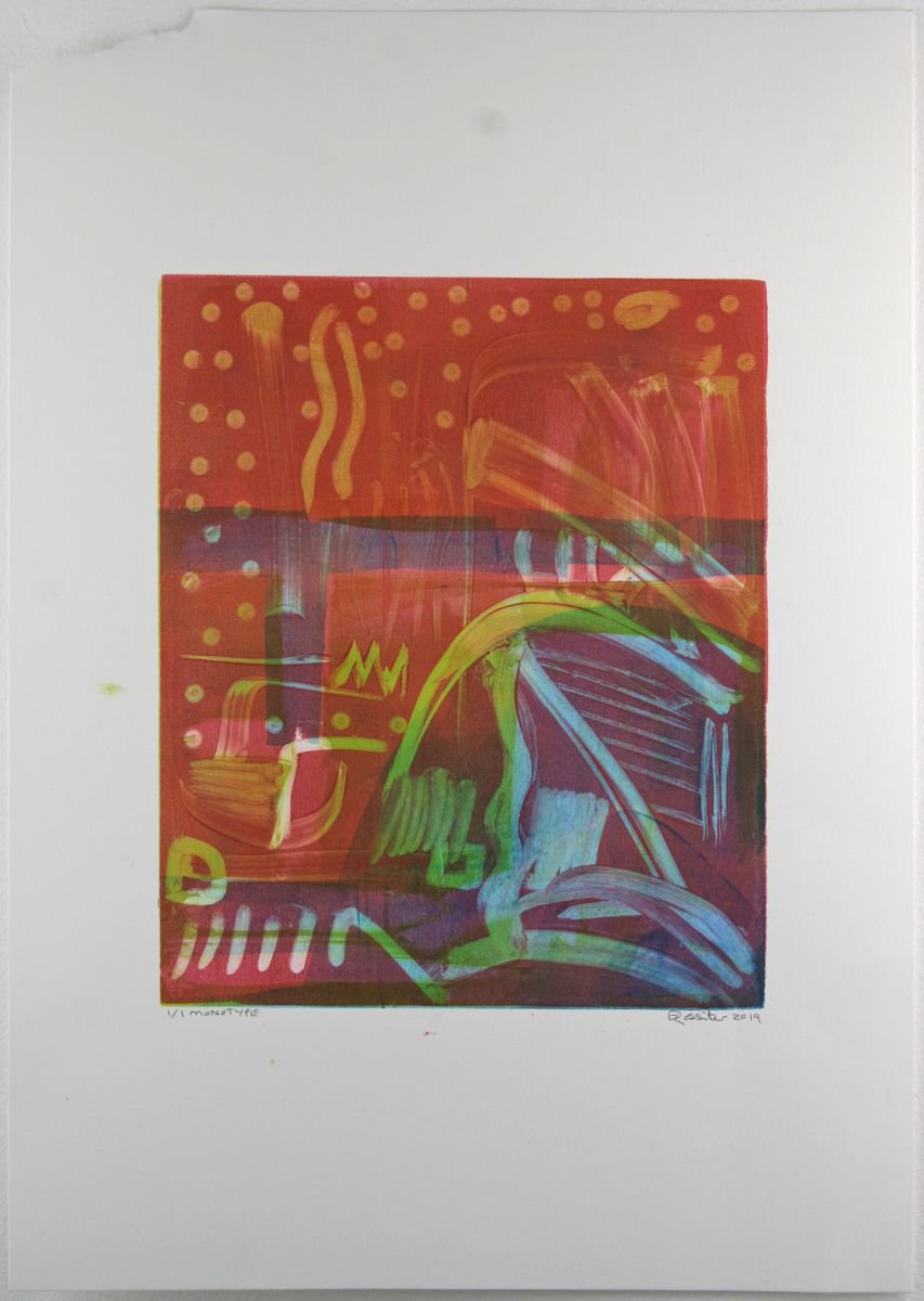Hot Island Nights - Unframed A3 Original Signed Monotype by Dawn Rossiter