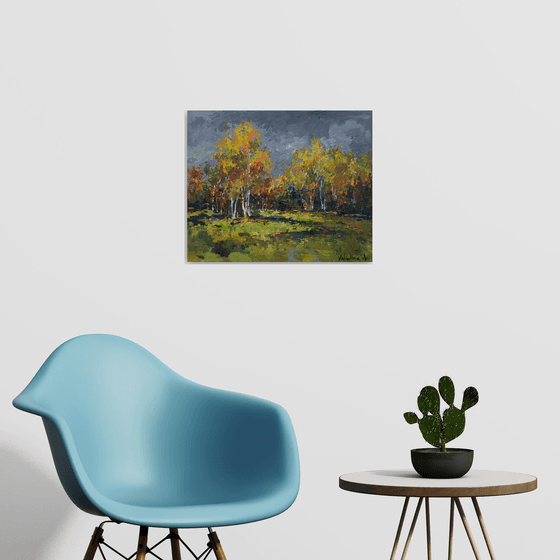 Autumn Birch Grove Landscape painting