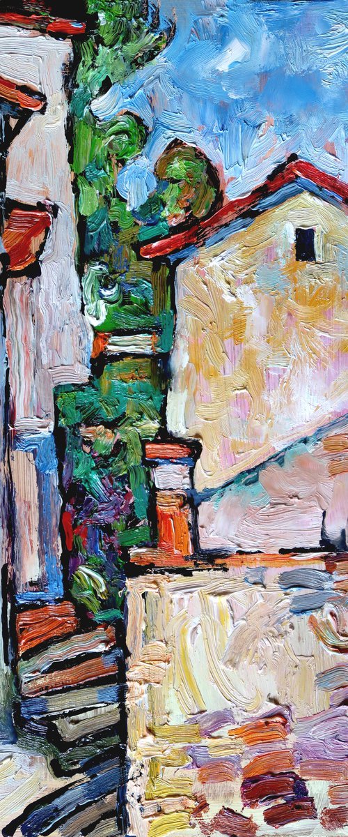 Street in Menton. by Nikifor Swiristuhin