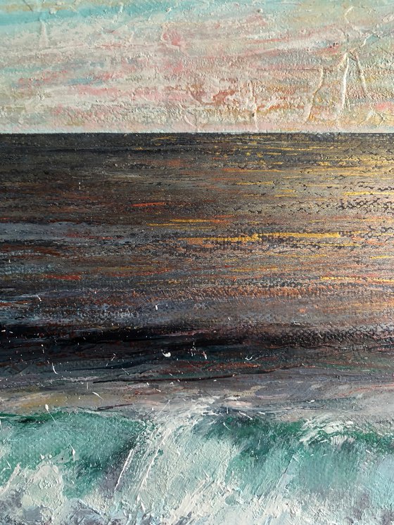 '10th Wave' Seascape Beach Crashing Waves Oil Painting