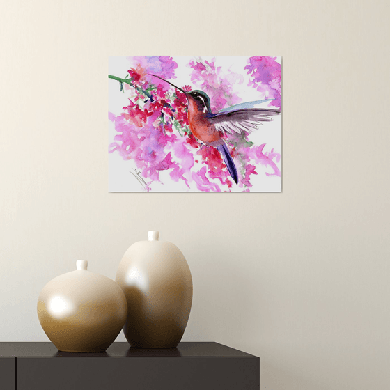 Hummingbird and Flowers