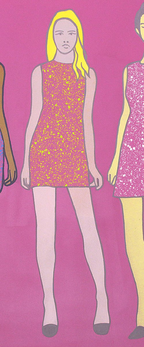 Gurls in Short Dresses (on canvas with painted edges). by Juan Sly