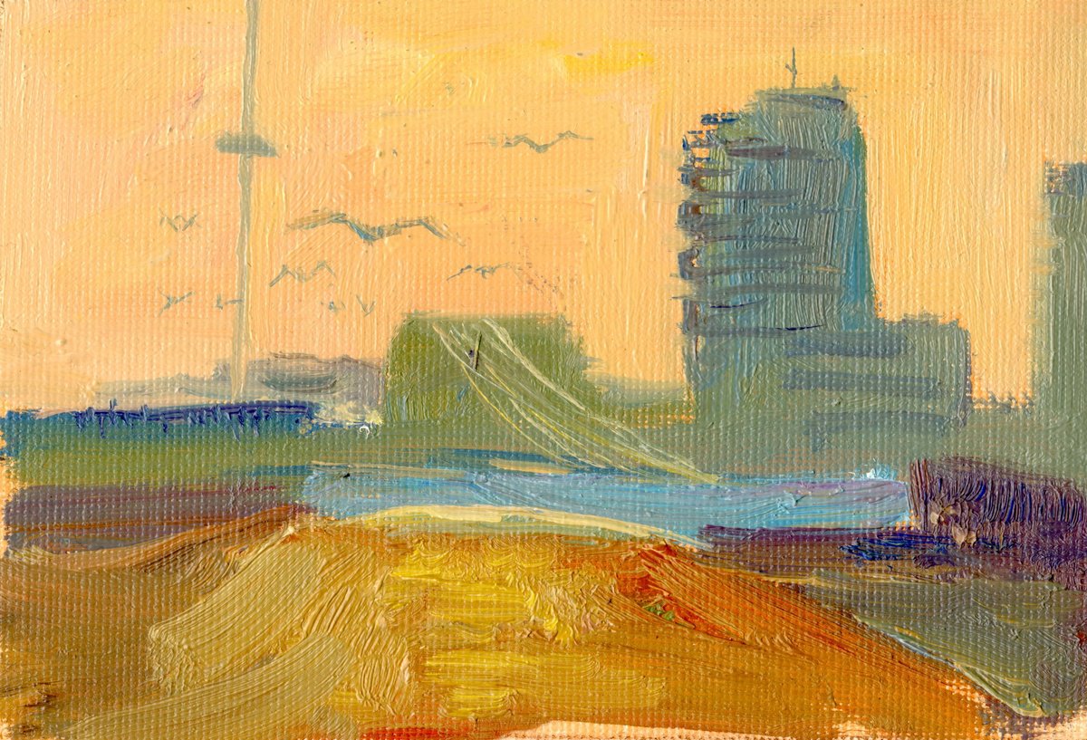 Brighton City In The Evening By Tanya Sun, 8 X 6, Artwork For Sale On Artfinder