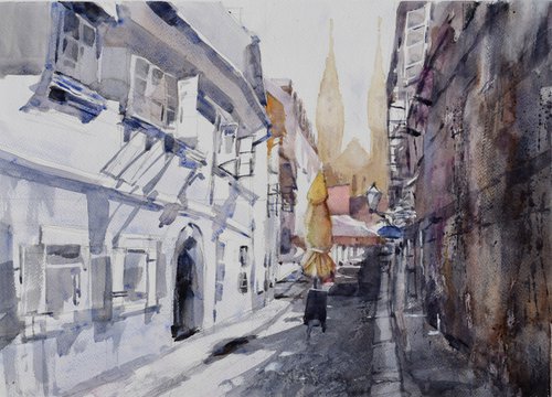 Skalinska street.(Zagreb) by Goran Žigolić Watercolors