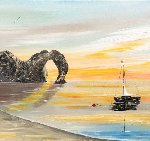 Durdle Door on a large panoramic canvas by Marja Brown