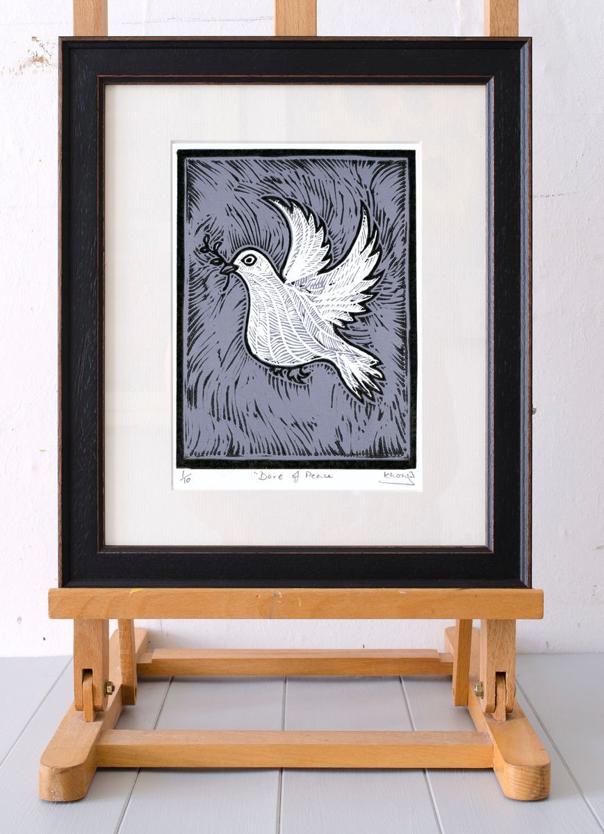 Dove of Peace - Original Limited Edition Linocut (unframed) by Faisal Khouja