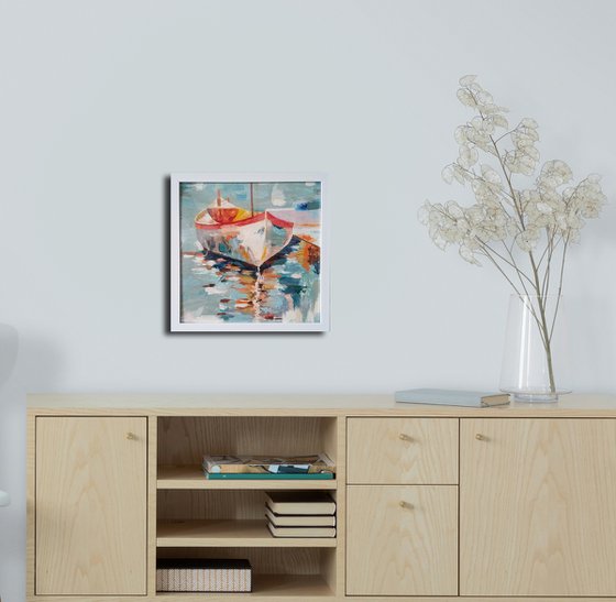 Sunlit Boat Reflections