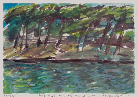 Pine Trees and the Sea II, 2018, acrylic on paper, 21 x 29,5 cm