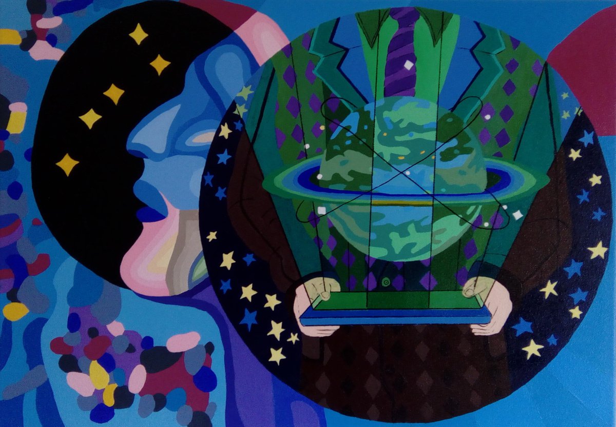 Abstract Acrylic Painting By Corinne Hamer, 23 X 17, Lost In Thought, Original Artwork