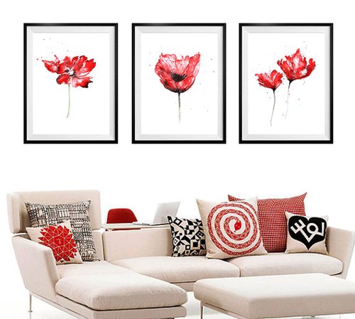 Triptych "Poppy Blooming" by Luba Ostroushko